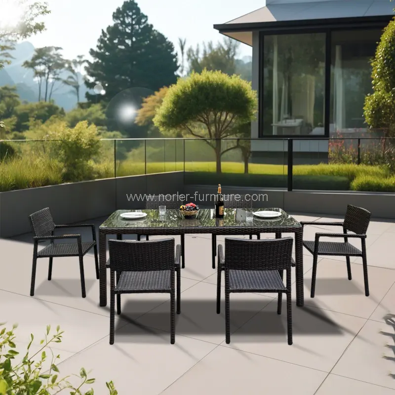 Farma di alluminio esterno resistente set da pranzo Rattan