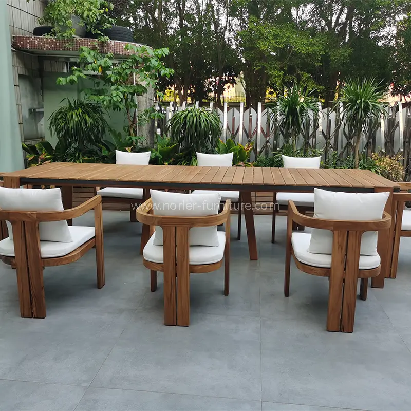 Tavolo da pranzo in legno in teak esterno resistente