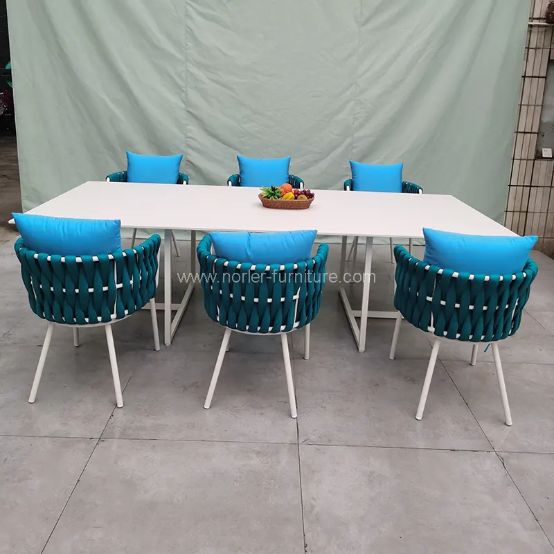 Set da pranzo in alluminio in corda all'aperto di fascia alta