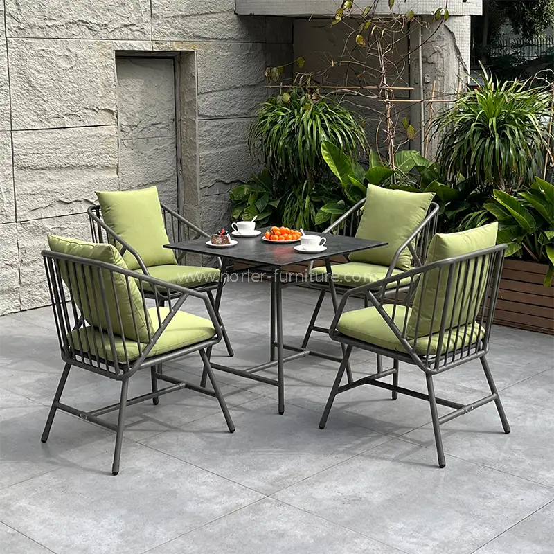 Set da pranzo in tessuto verde in alluminio esterno di alta qualità