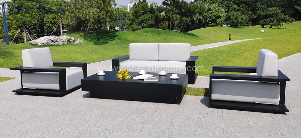 Newest All Black Aluminum Frame Outdoor Sofa