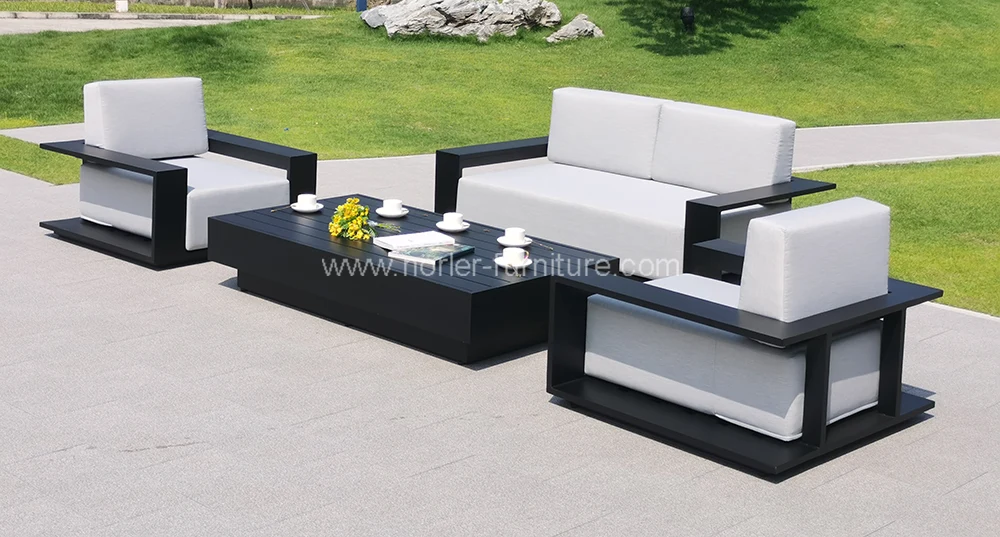 Newest All Black Aluminum Frame Outdoor Sofa
