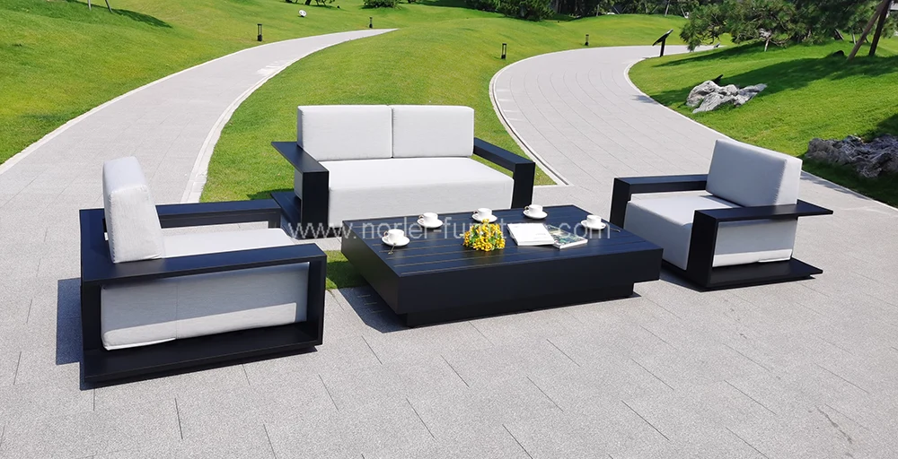 Newest All Black Aluminum Frame Outdoor Sofa