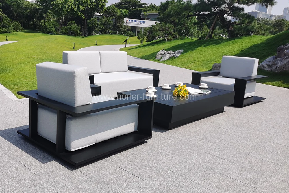 Newest All Black Aluminum Frame Outdoor Sofa