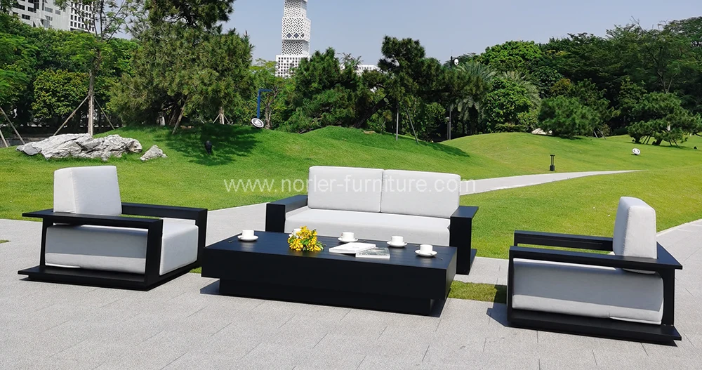 Newest All Black Aluminum Frame Outdoor Sofa