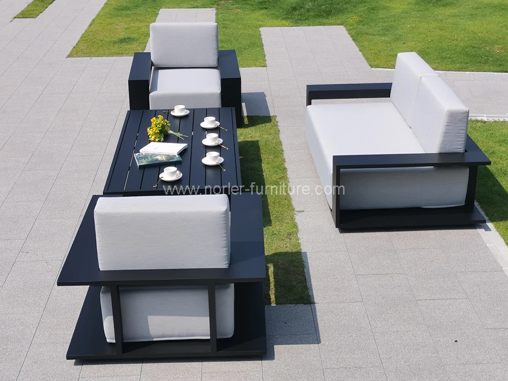 Newest All Black Aluminum Frame Outdoor Sofa