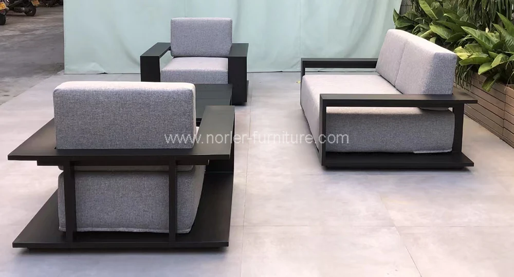 Newest All Black Aluminum Frame Outdoor Sofa