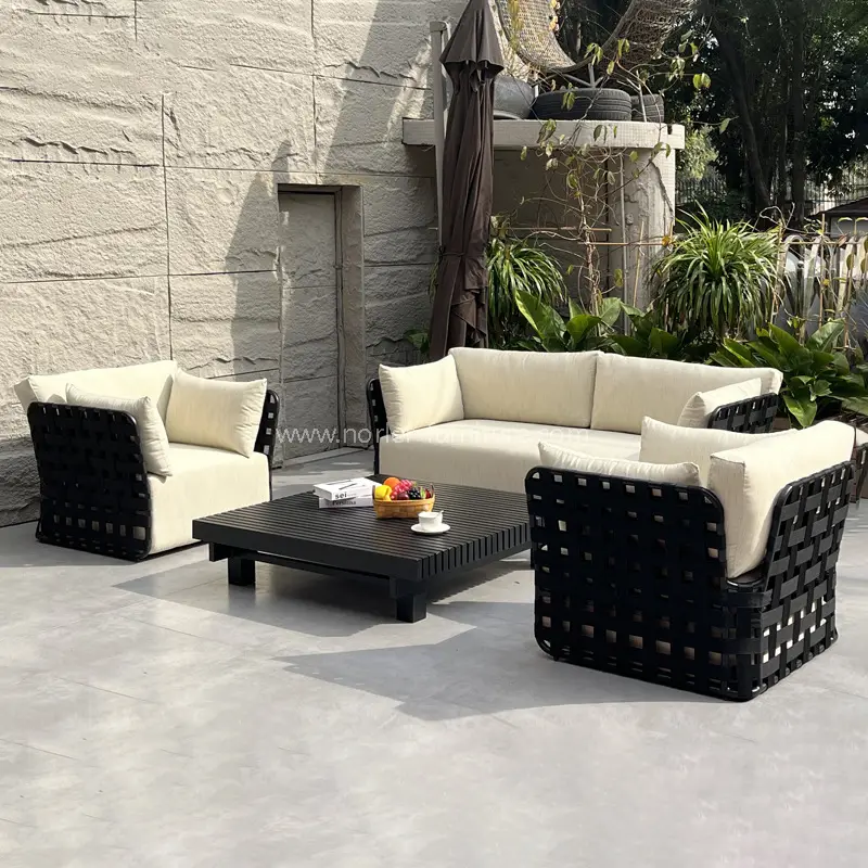 Divano impermeabile in alluminio nero in alluminio nero