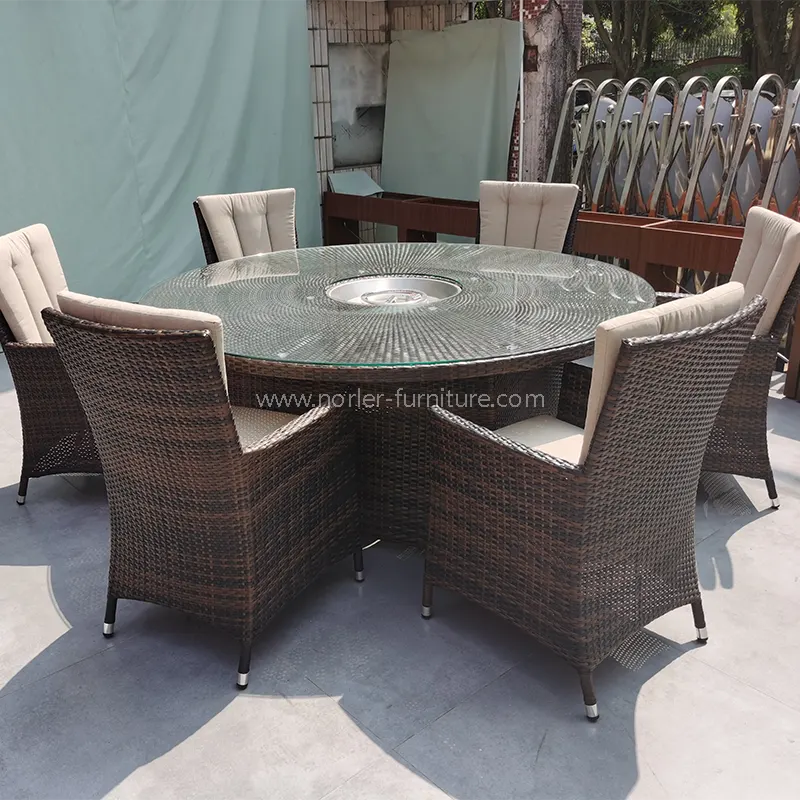 Set da pranzo in alluminio moderno all'aperto PE Rattan
